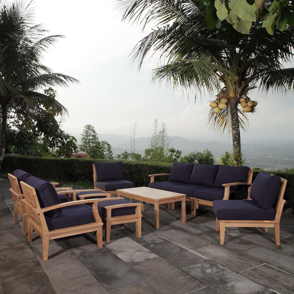 Marina 10 Piece Outdoor Patio Teak Set. Picture 12
