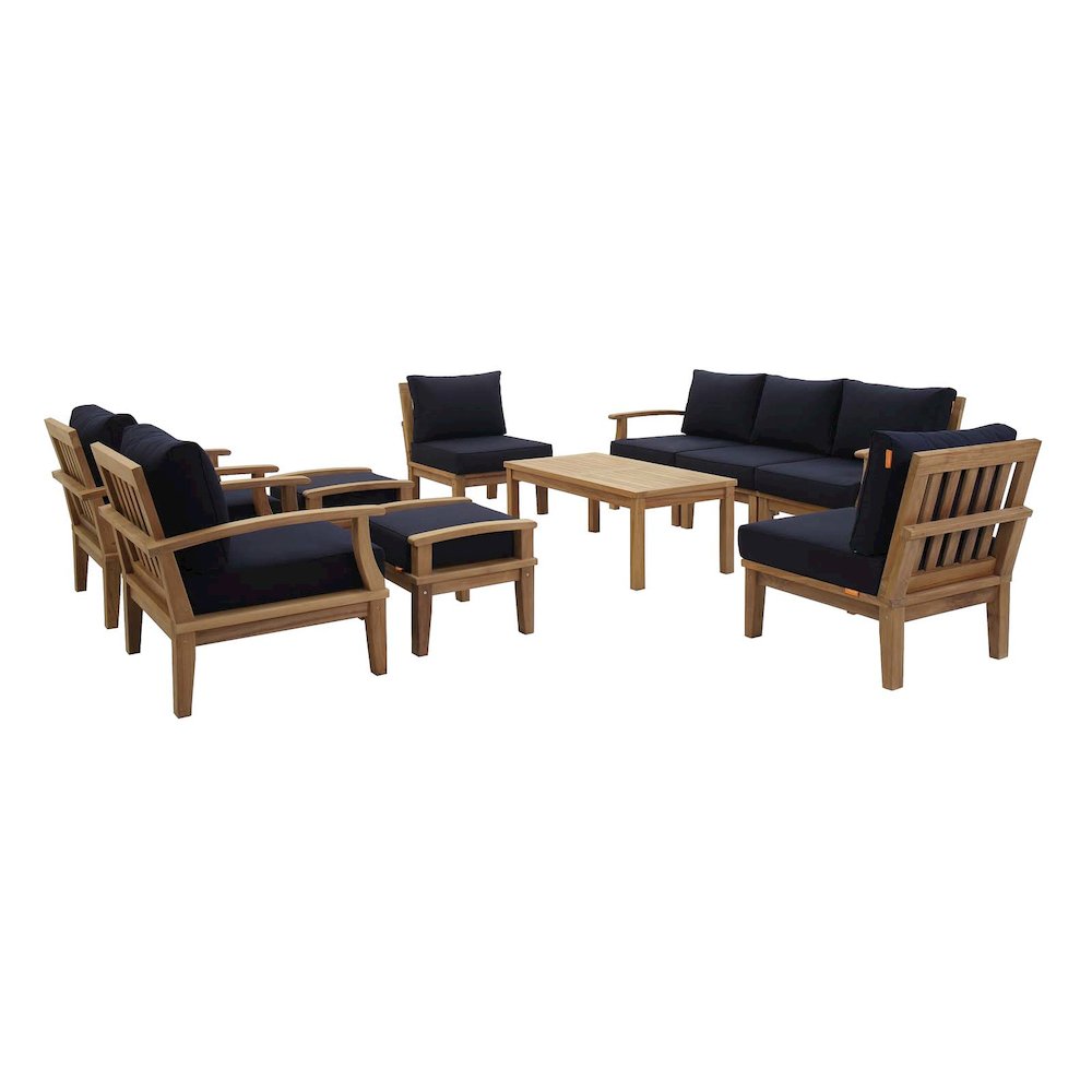 Marina 10 Piece Outdoor Patio Teak Set. Picture 1