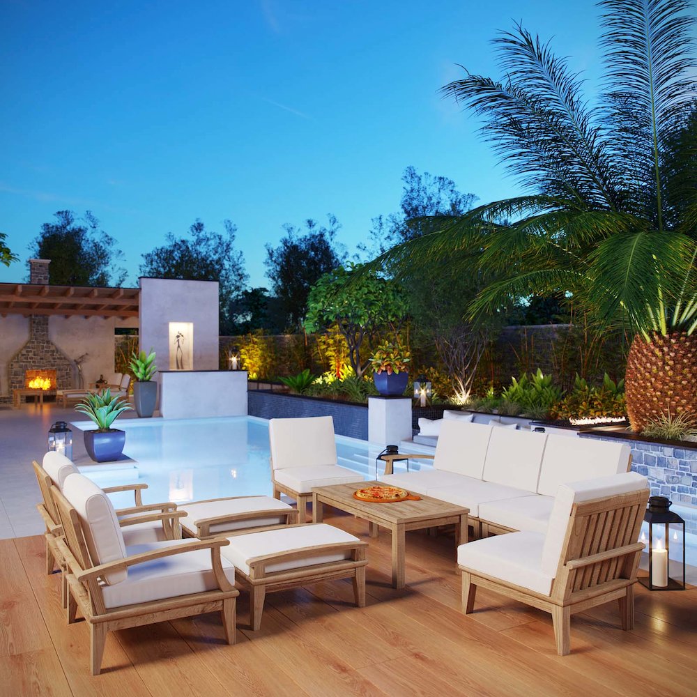Marina 10 Piece Outdoor Patio Teak Set. Picture 10