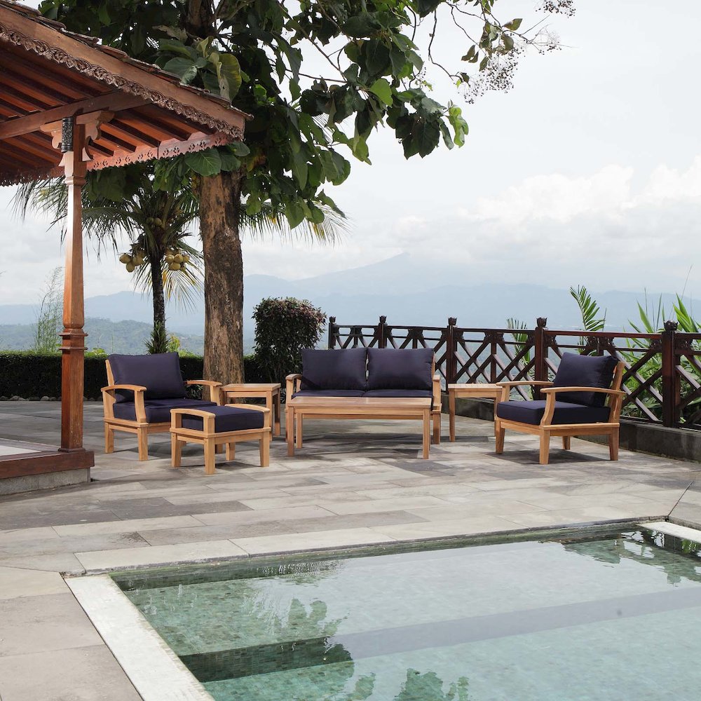 Marina 7 Piece Outdoor Patio Teak Set. Picture 9
