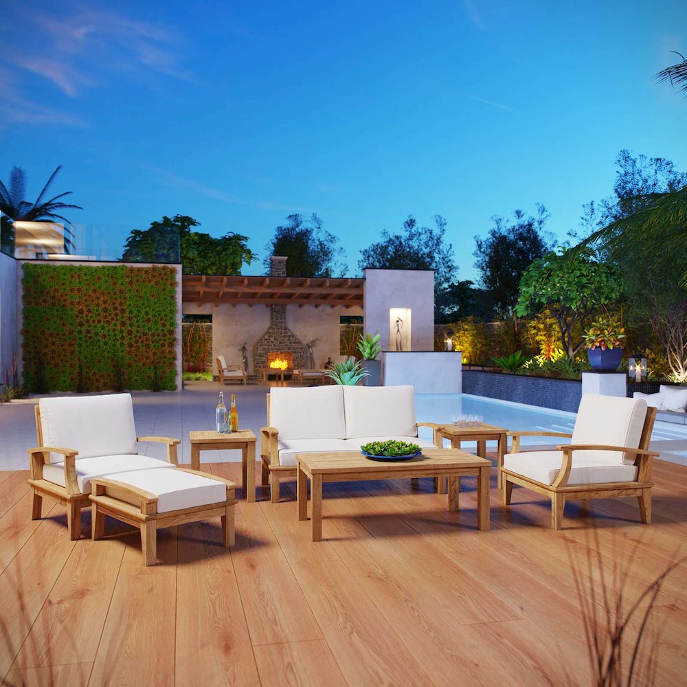 Marina 7 Piece Outdoor Patio Teak Set. Picture 9