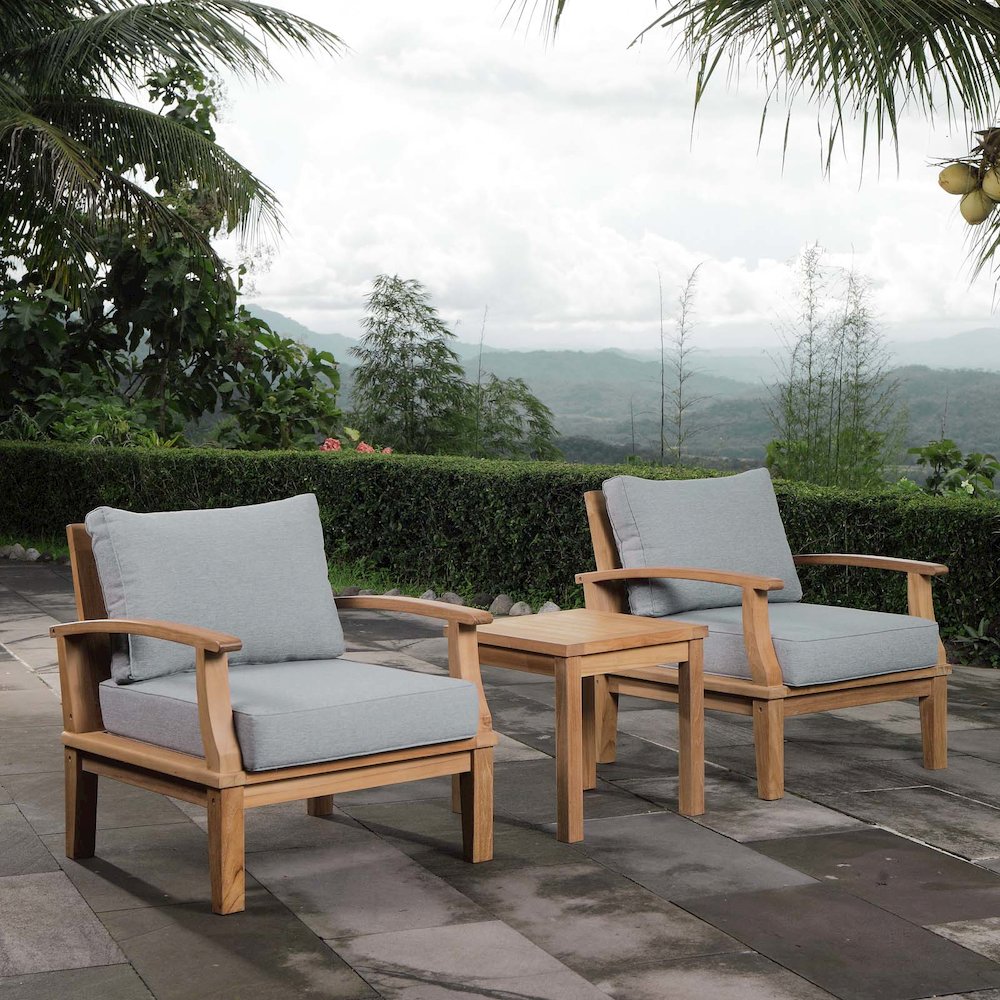Marina 3 Piece Outdoor Patio Teak Set. Picture 6
