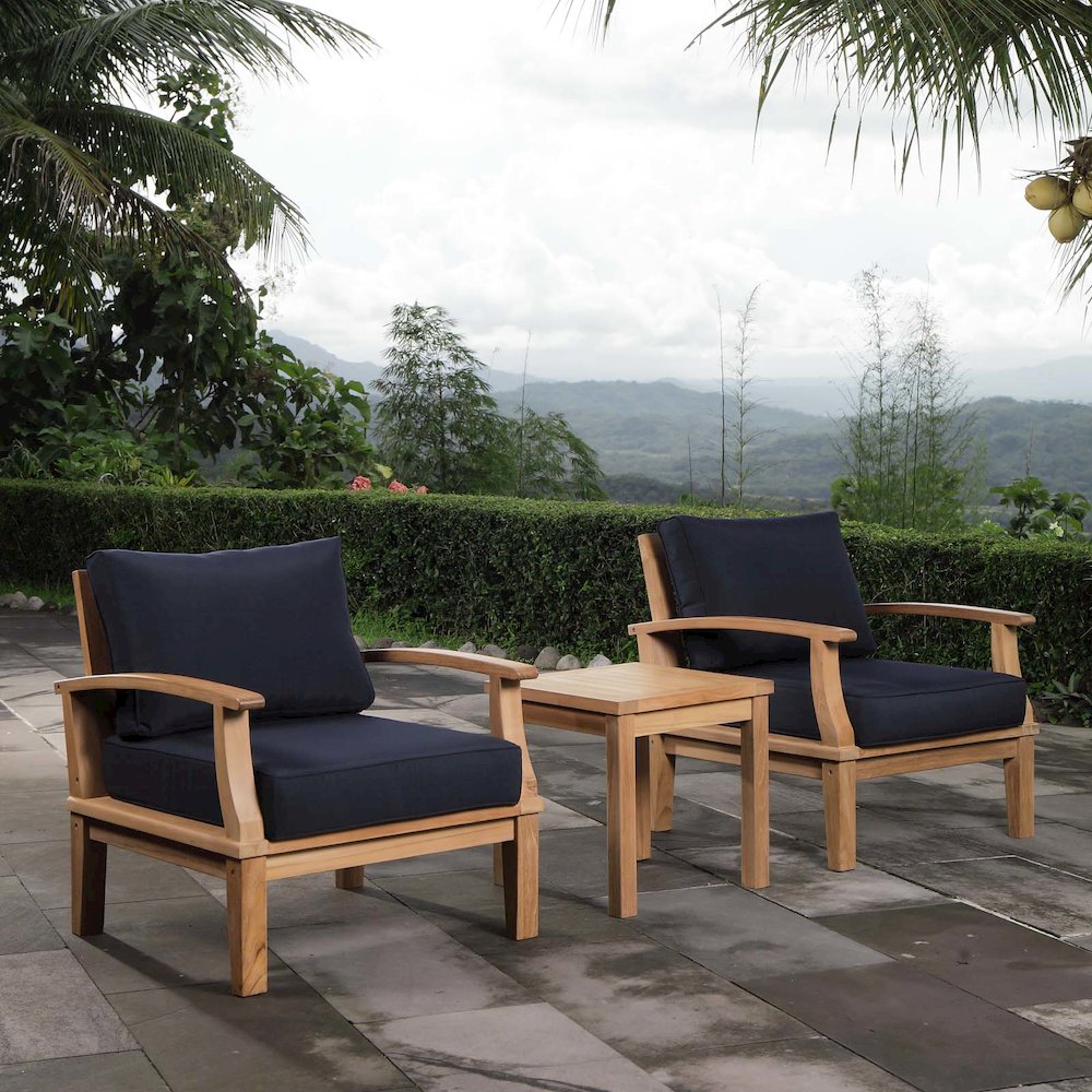 Marina 3 Piece Outdoor Patio Teak Set. Picture 6