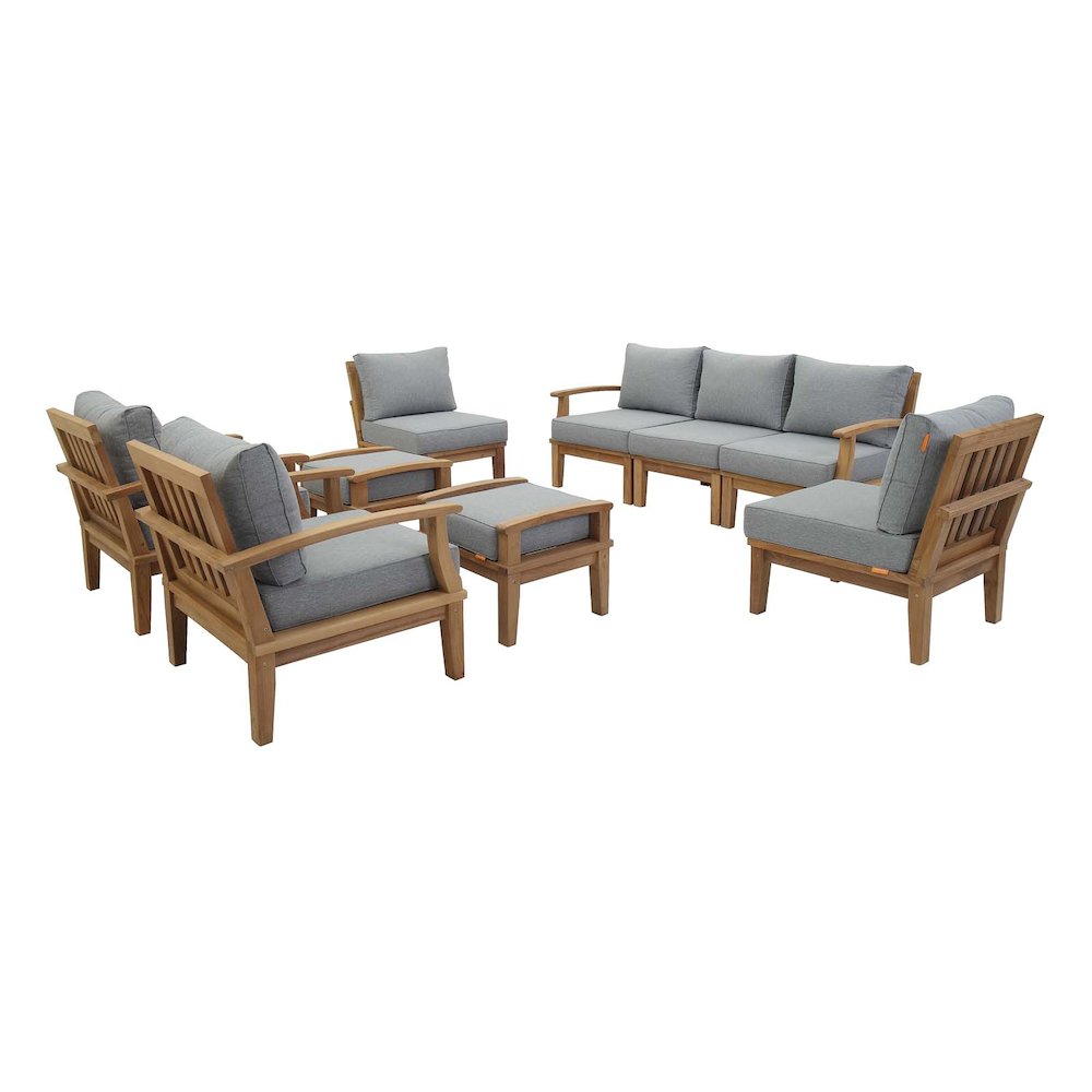 Marina 9 Piece Outdoor Patio Teak Set. Picture 1