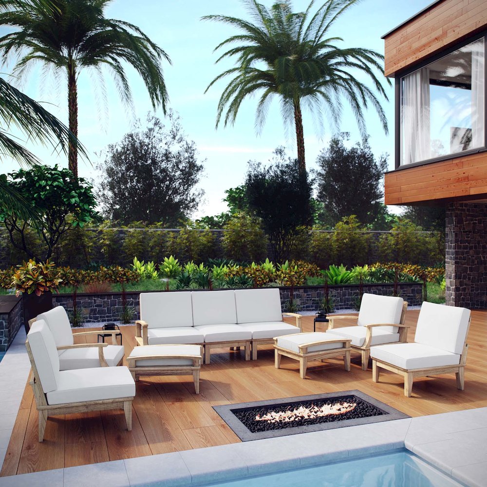 Marina 9 Piece Outdoor Patio Teak Set. Picture 9
