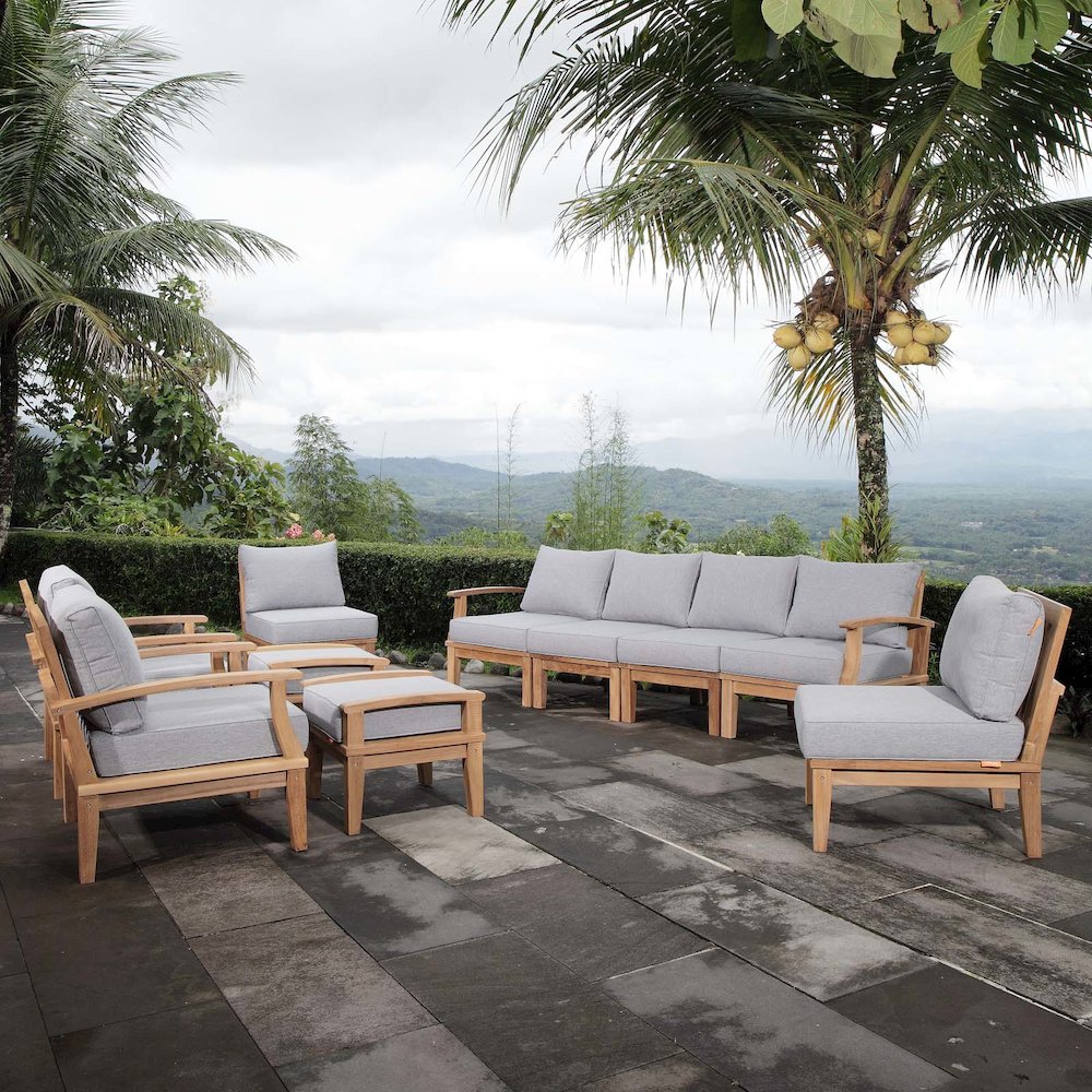 Marina 10 Piece Outdoor Patio Teak Set. Picture 11