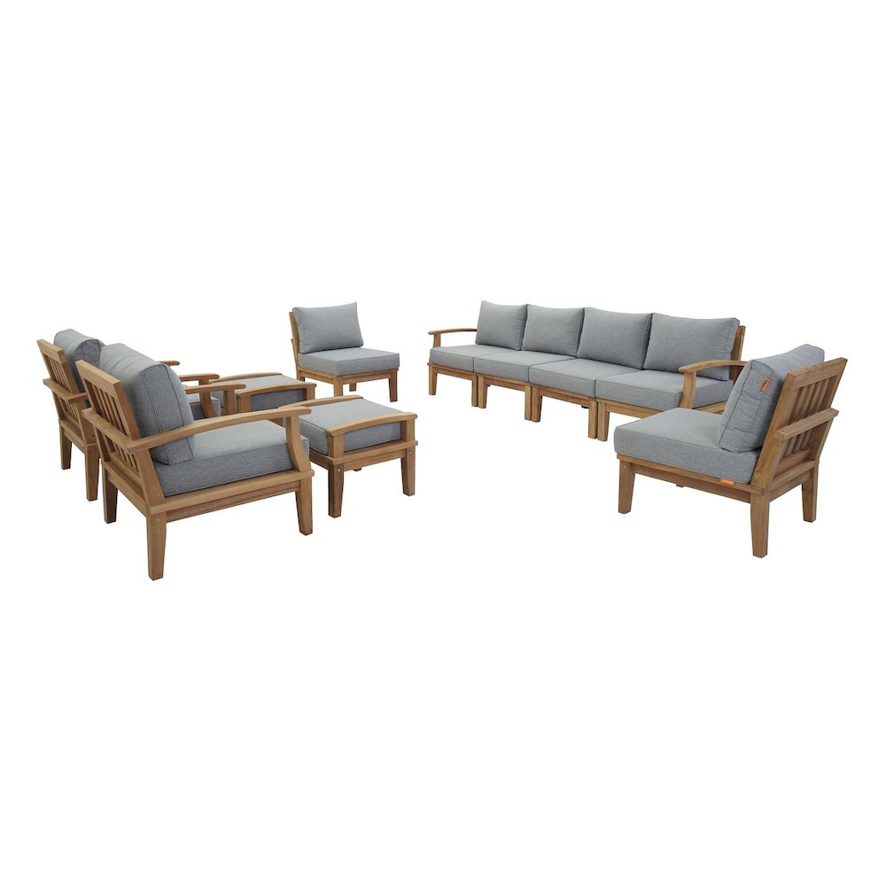 Marina 10 Piece Outdoor Patio Teak Set. Picture 1