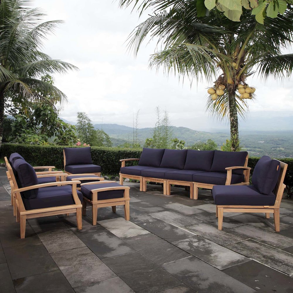 Marina 10 Piece Outdoor Patio Teak Set. Picture 11