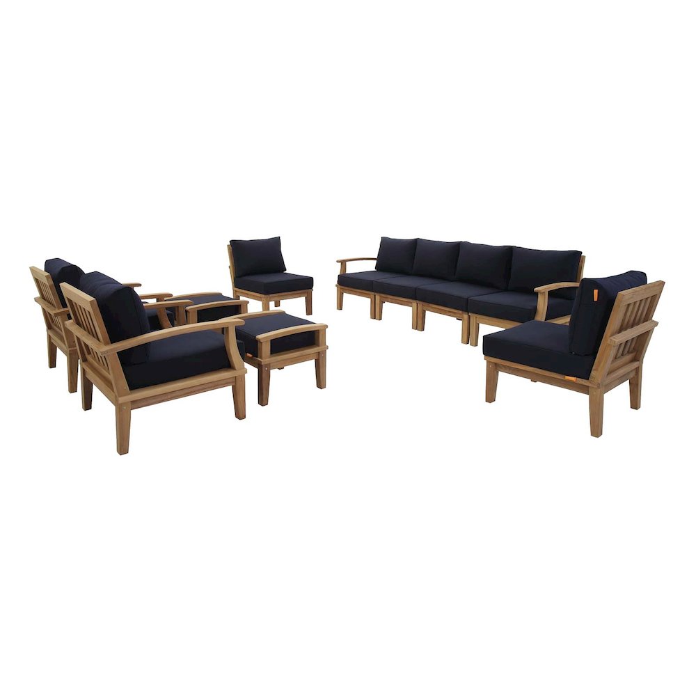 Marina 10 Piece Outdoor Patio Teak Set. Picture 1
