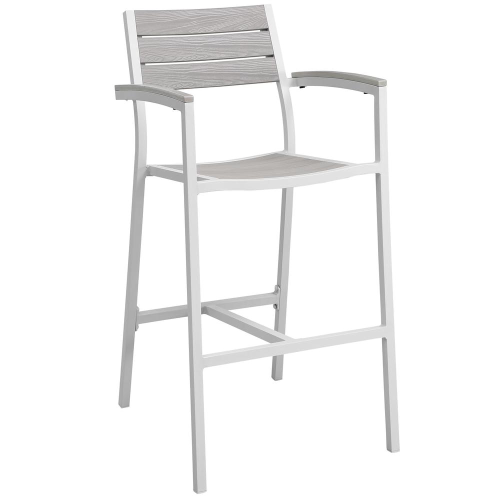 Aluminum Outdoor Patio Bar Stool with Armrests and Cushioned Seat. Picture 1
