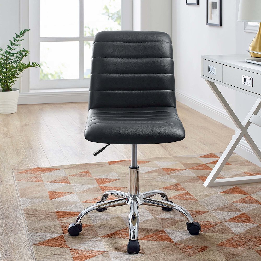 Ripple Armless Mid Back Vinyl Office Chair. Picture 12