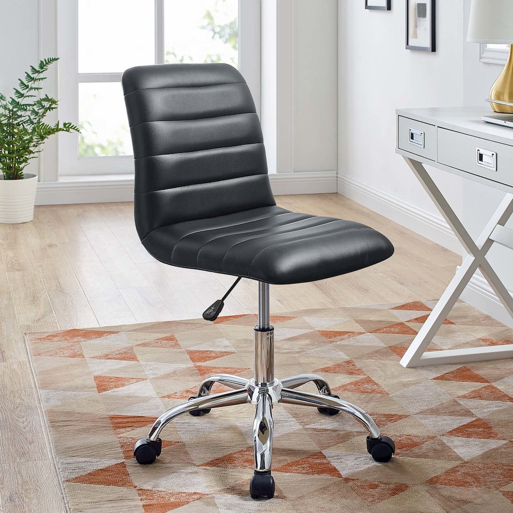 Ripple Armless Mid Back Vinyl Office Chair. Picture 10
