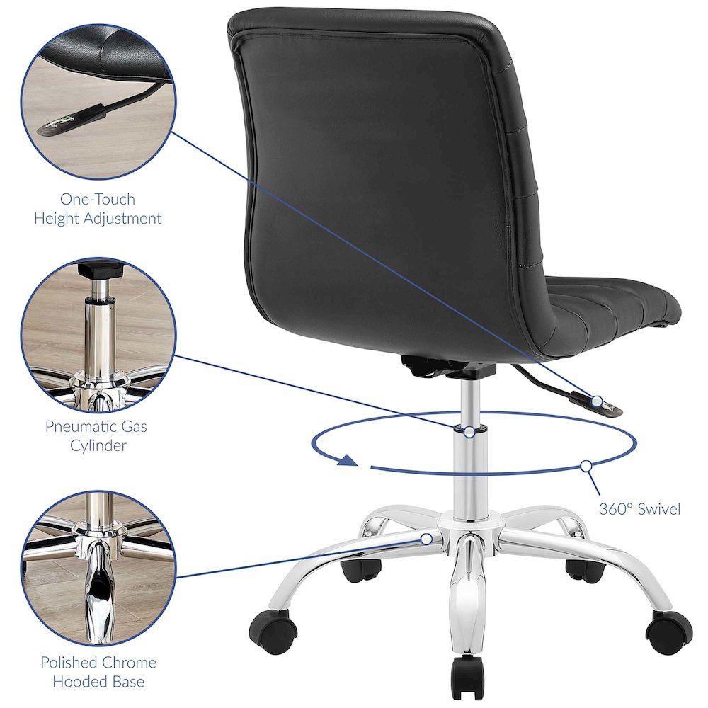 Ripple Armless Mid Back Vinyl Office Chair. Picture 2