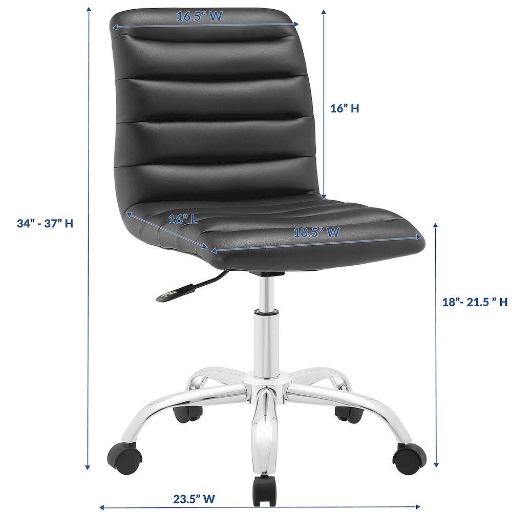 Ripple Armless Mid Back Vinyl Office Chair. Picture 4