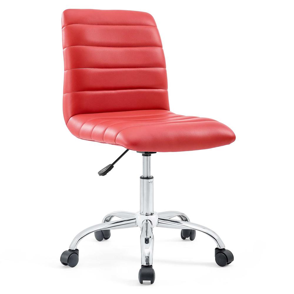 Ripple Armless Mid Back Vinyl Office Chair. Picture 1