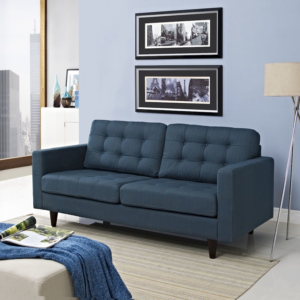 Empress Upholstered Fabric Loveseat. Picture 4