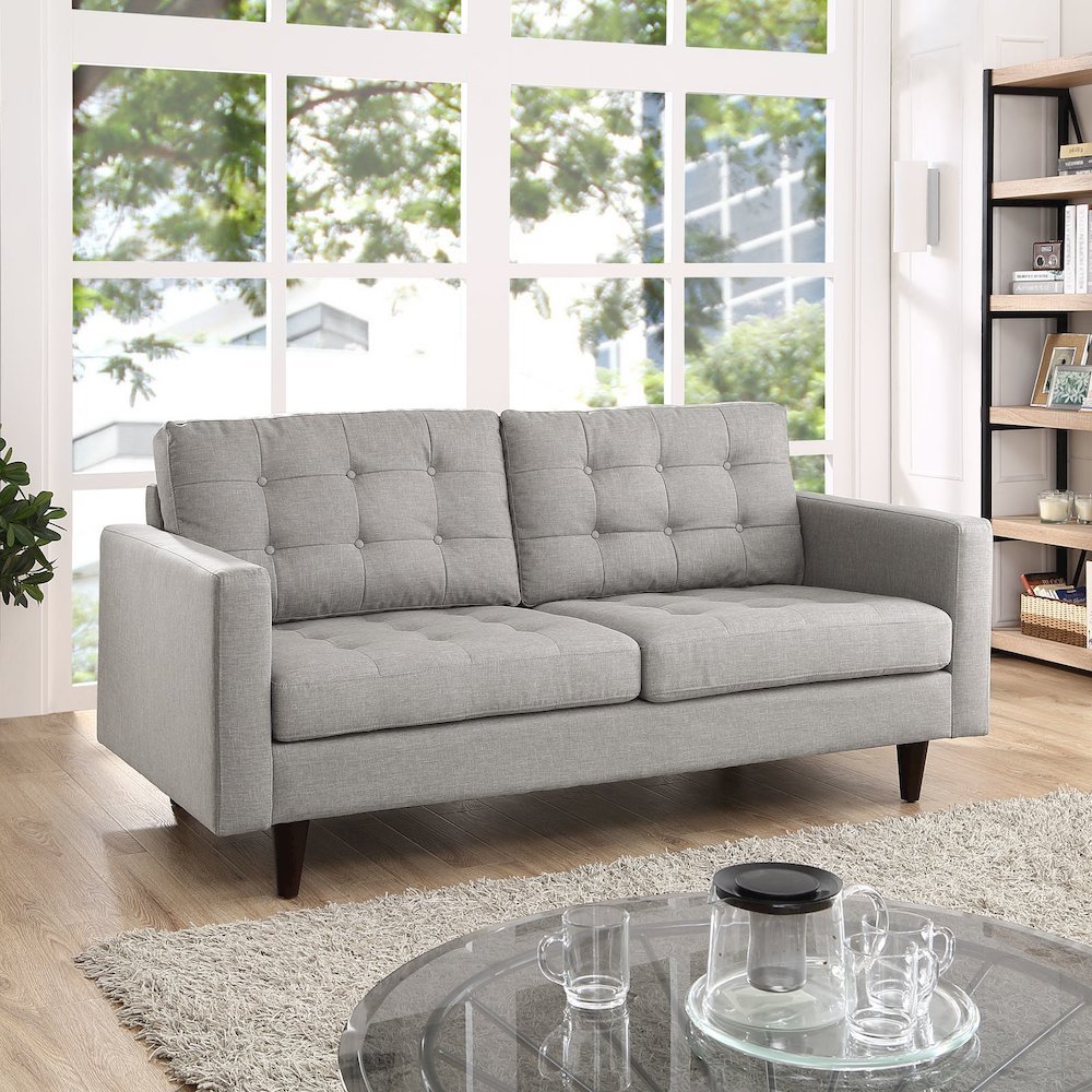 Empress Upholstered Fabric Loveseat. Picture 4