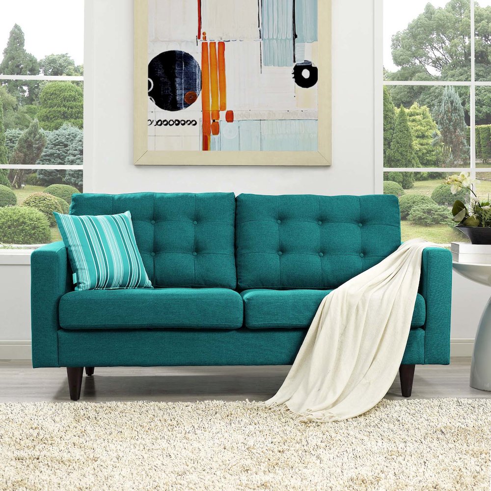 Empress Upholstered Fabric Loveseat. Picture 4