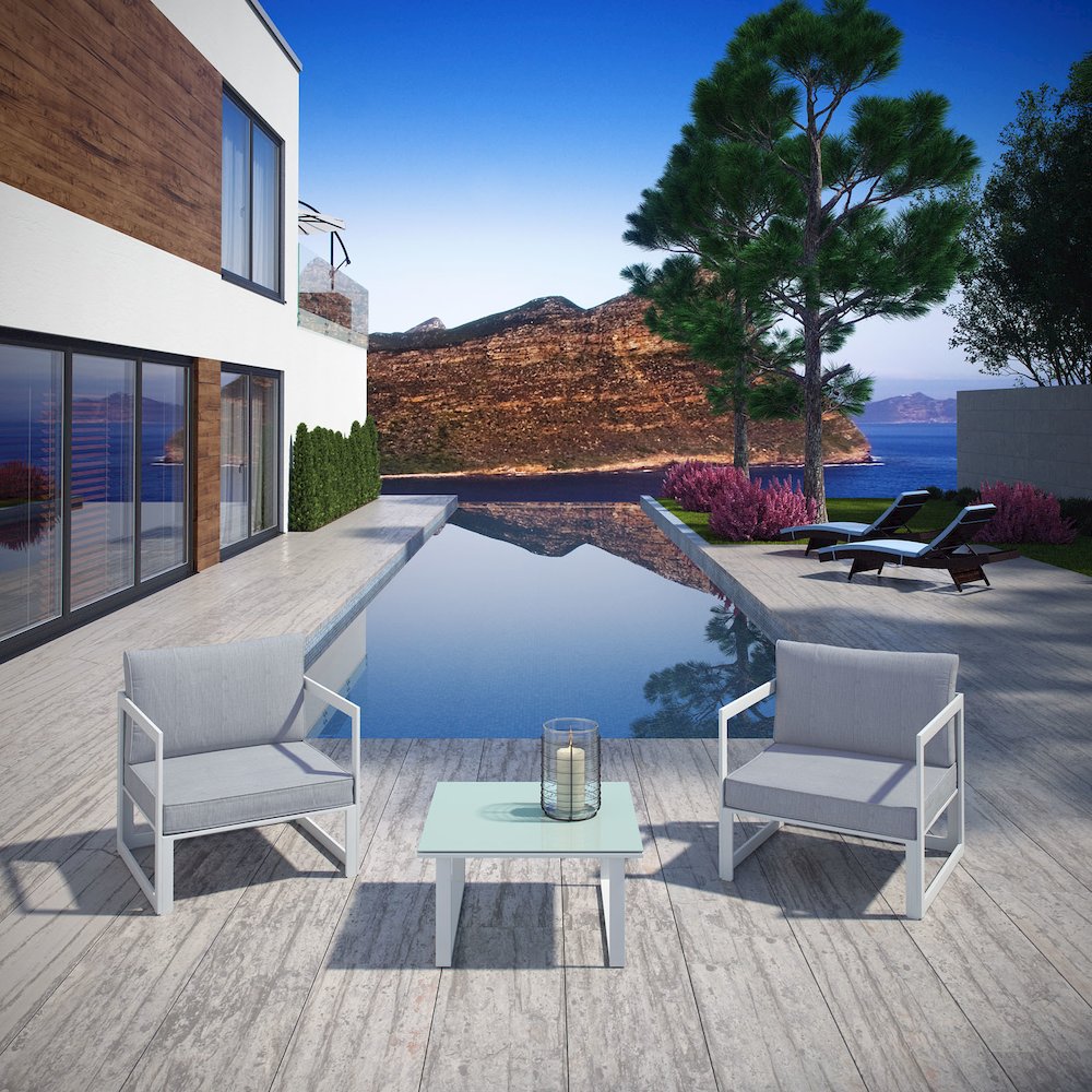 Fortuna 3 Piece Outdoor Patio Sectional Sofa Set. Picture 5