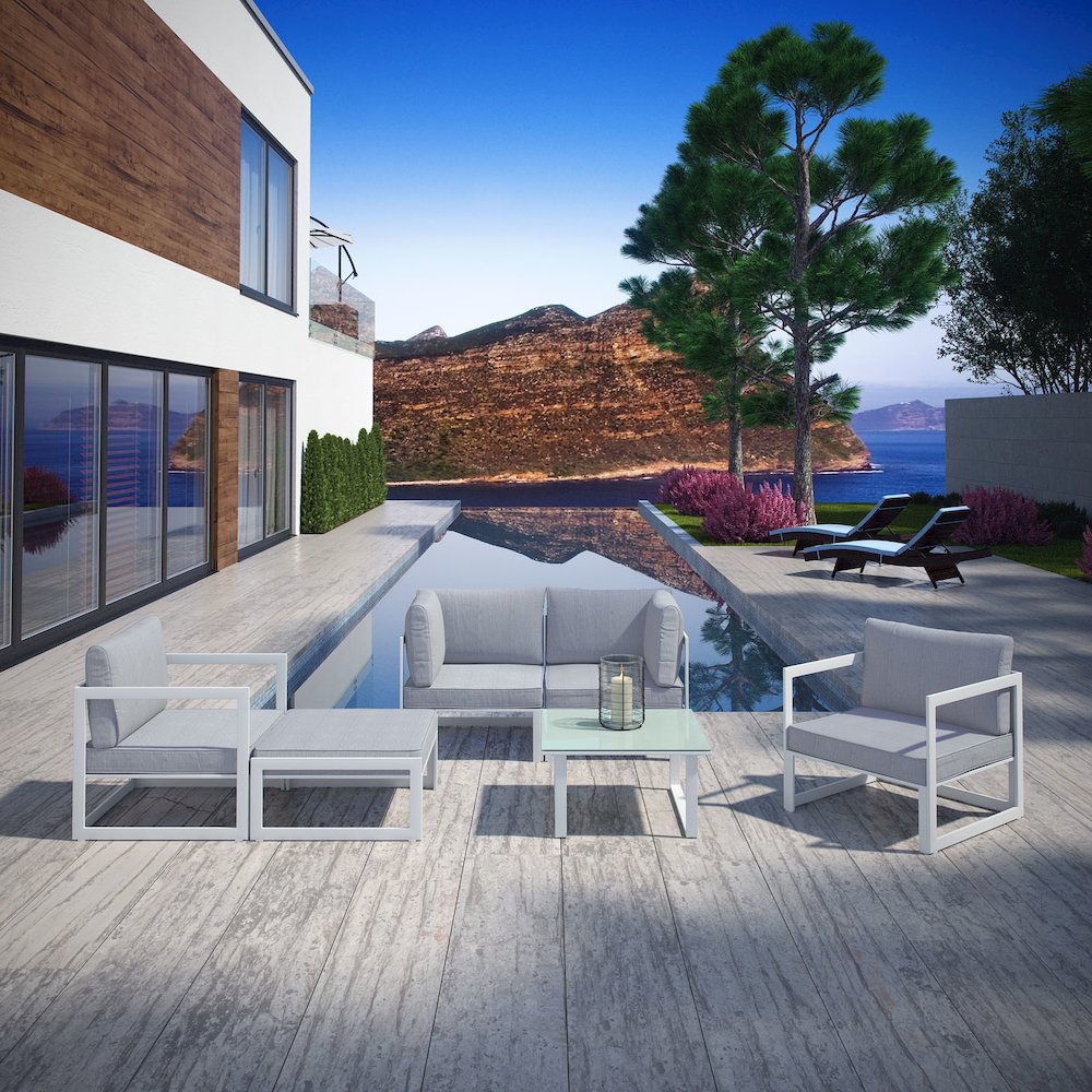 Fortuna 6 Piece Outdoor Patio Sectional Sofa Set. Picture 9