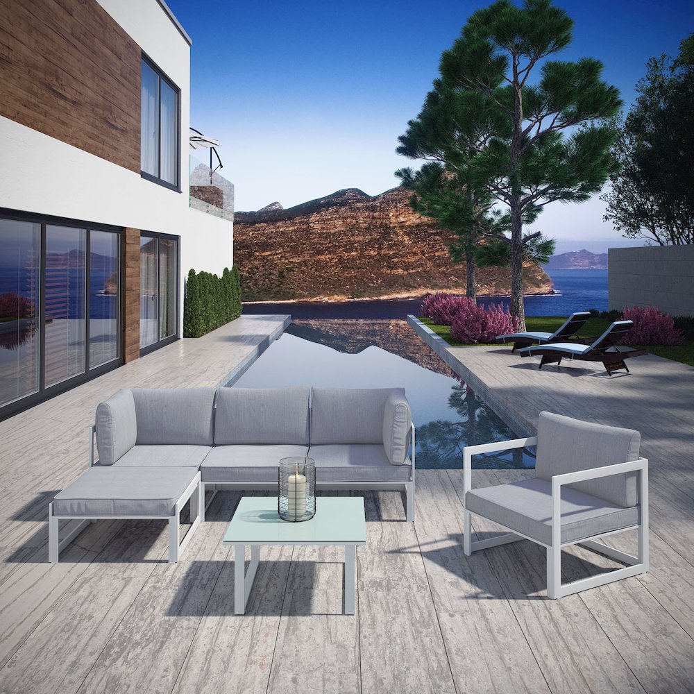 Fortuna 6 Piece Outdoor Patio Sectional Sofa Set. Picture 10