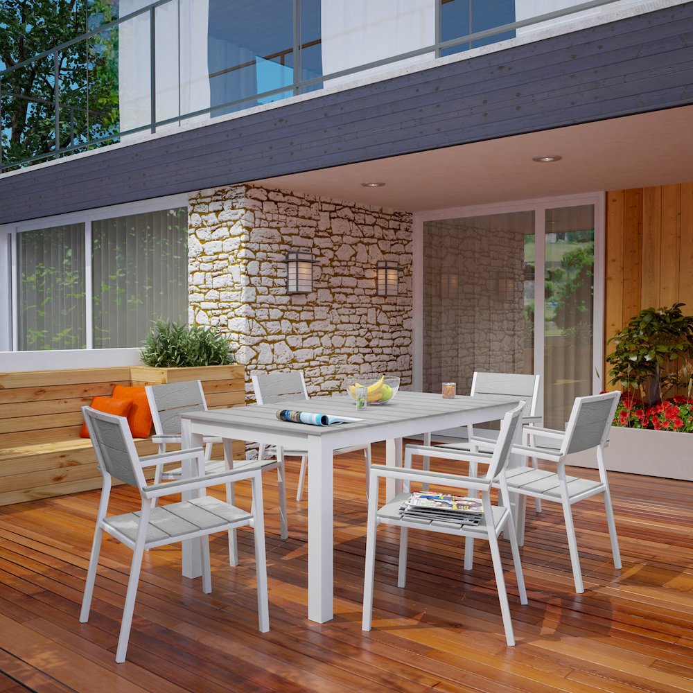 Maine 7 Piece Outdoor Patio Dining Set. Picture 7