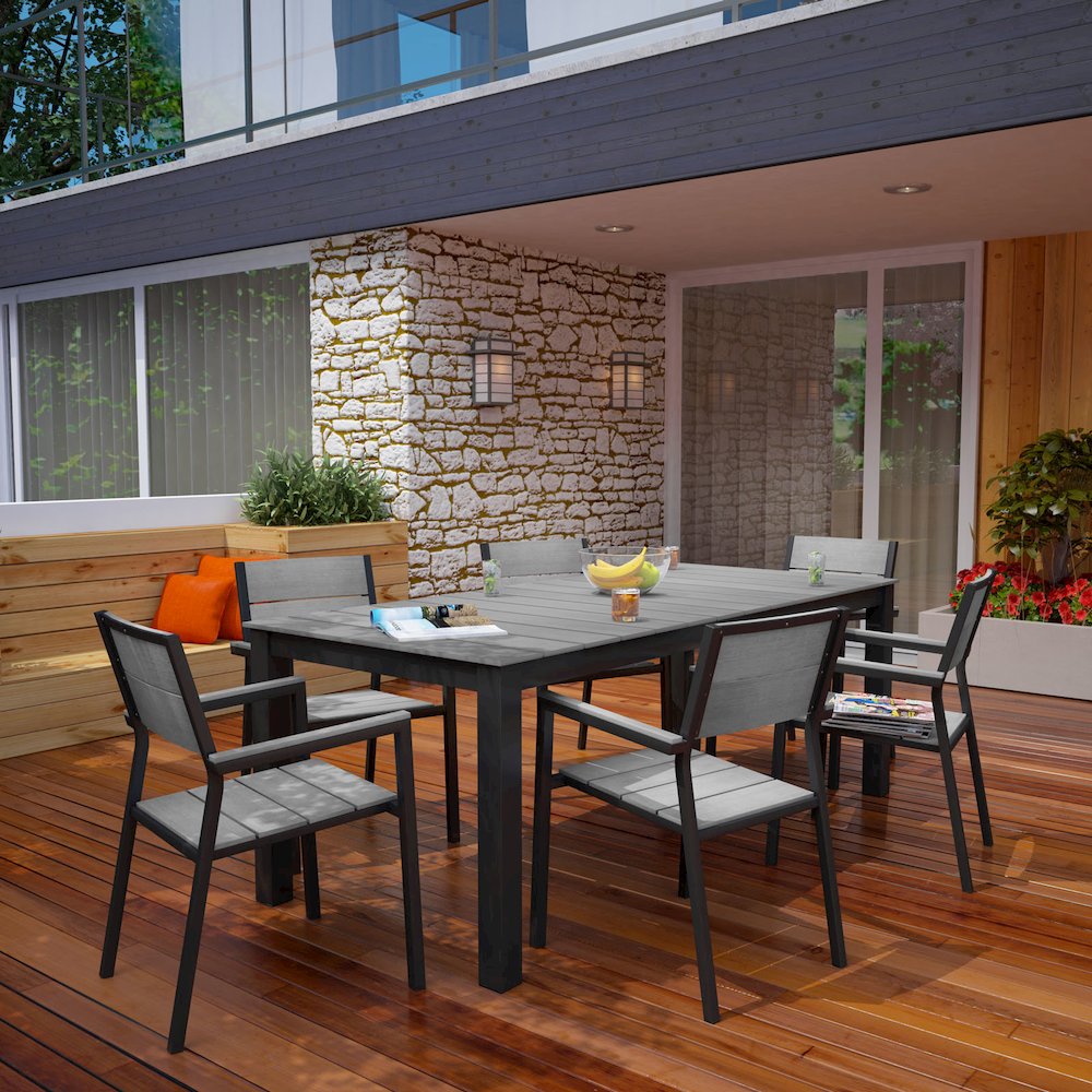 Maine 7 Piece Outdoor Patio Dining Set. Picture 7