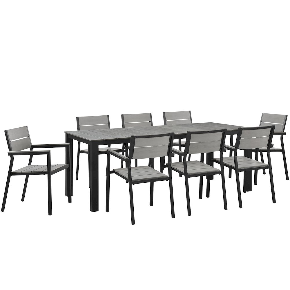 Maine 9 Piece Outdoor Patio Dining Set. Picture 1