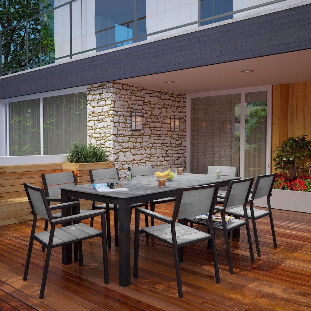 Maine 9 Piece Outdoor Patio Dining Set. Picture 7