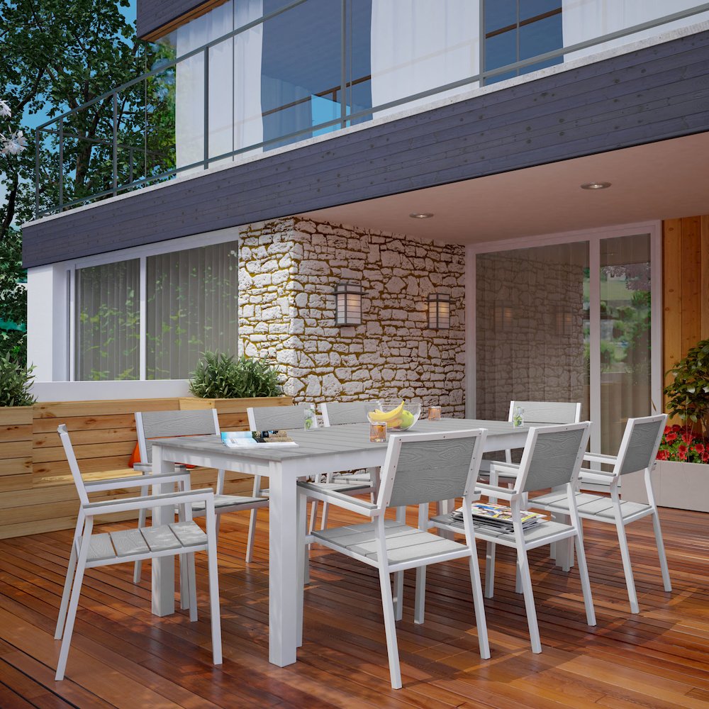 Maine 9 Piece Outdoor Patio Dining Set. Picture 7