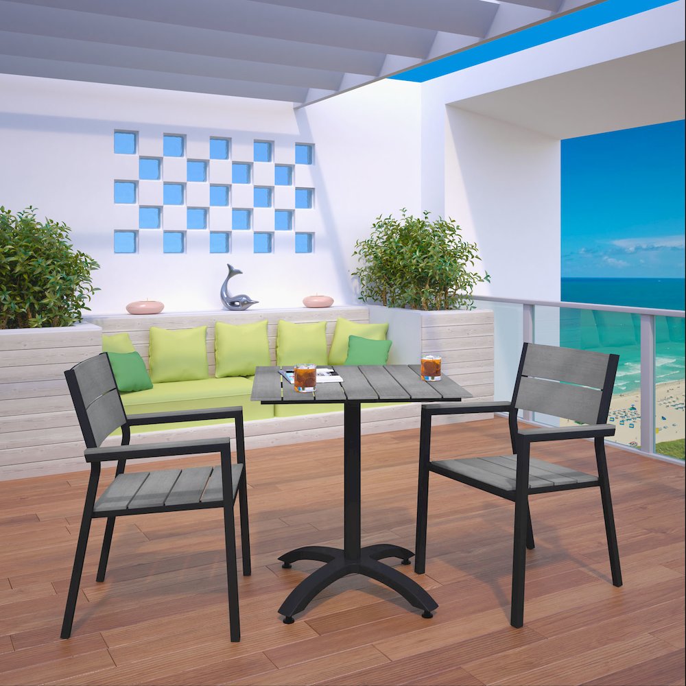 Maine 3 Piece Outdoor Patio Dining Set. Picture 7