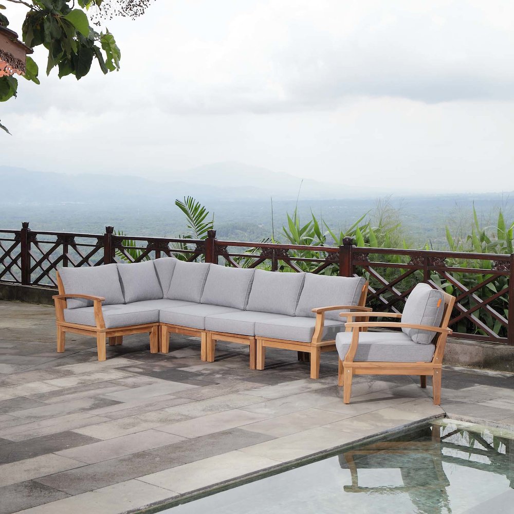 Marina 6 Piece Outdoor Patio Teak Set. Picture 12