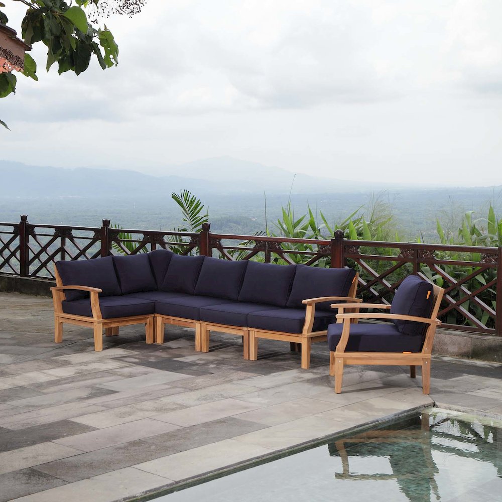 Marina 6 Piece Outdoor Patio Teak Set. Picture 12