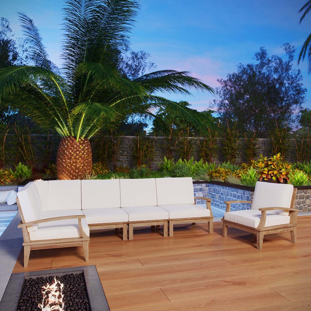 Marina 6 Piece Outdoor Patio Teak Set. Picture 9