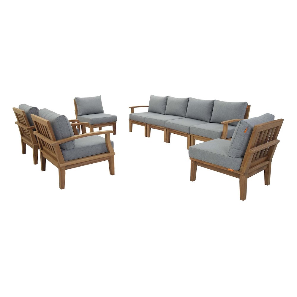 Marina 8 Piece Outdoor Patio Teak Set. Picture 1