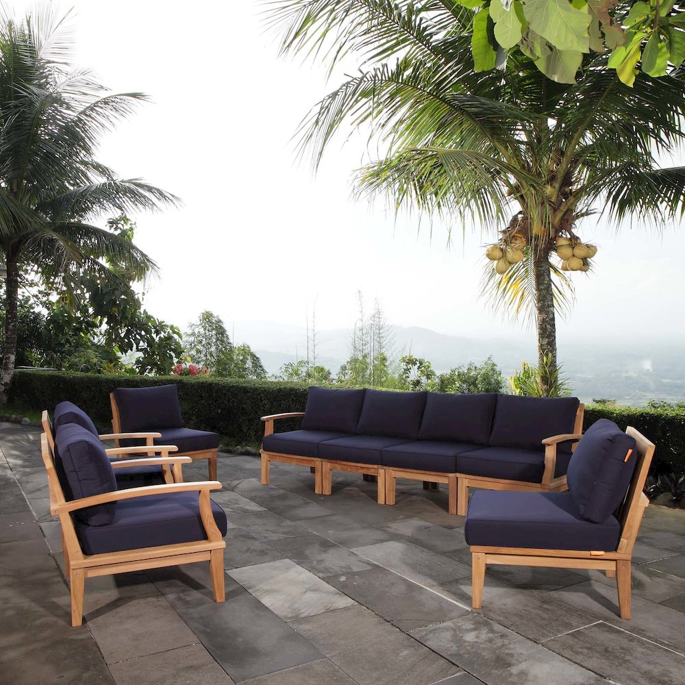 Marina 8 Piece Outdoor Patio Teak Set. Picture 10