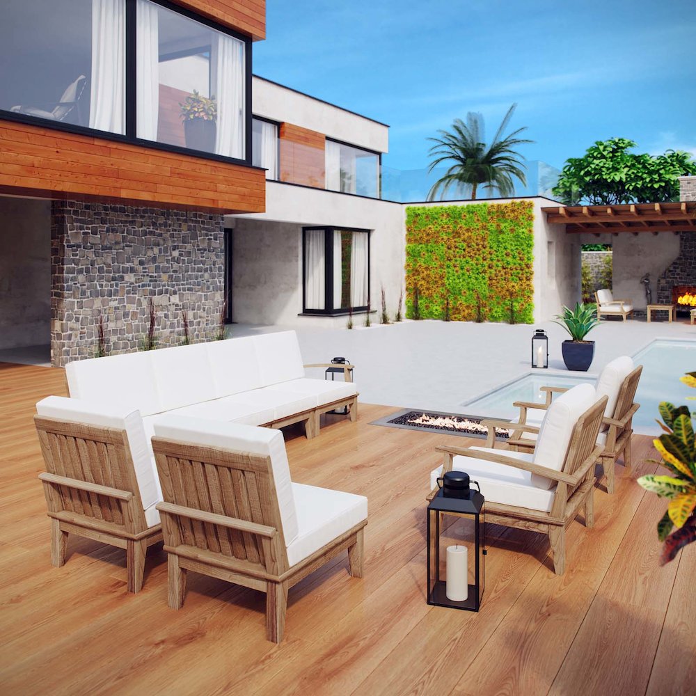 Marina 8 Piece Outdoor Patio Teak Set. Picture 8