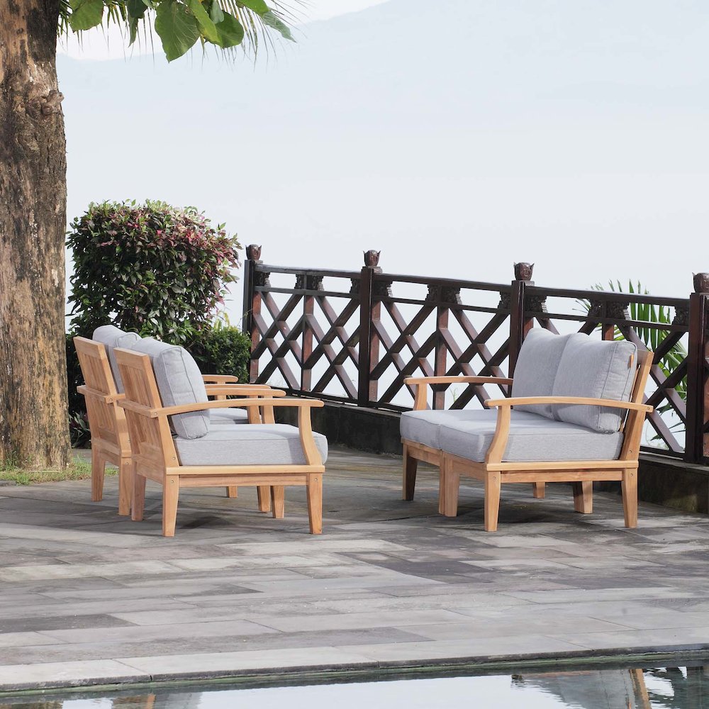 Marina 4 Piece Outdoor Patio Teak Set. Picture 8