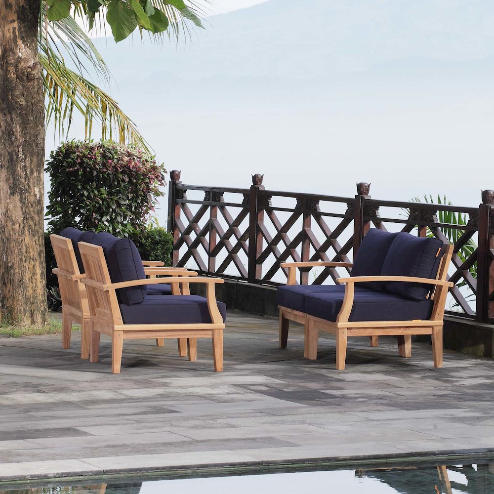 Marina 4 Piece Outdoor Patio Teak Set. Picture 8