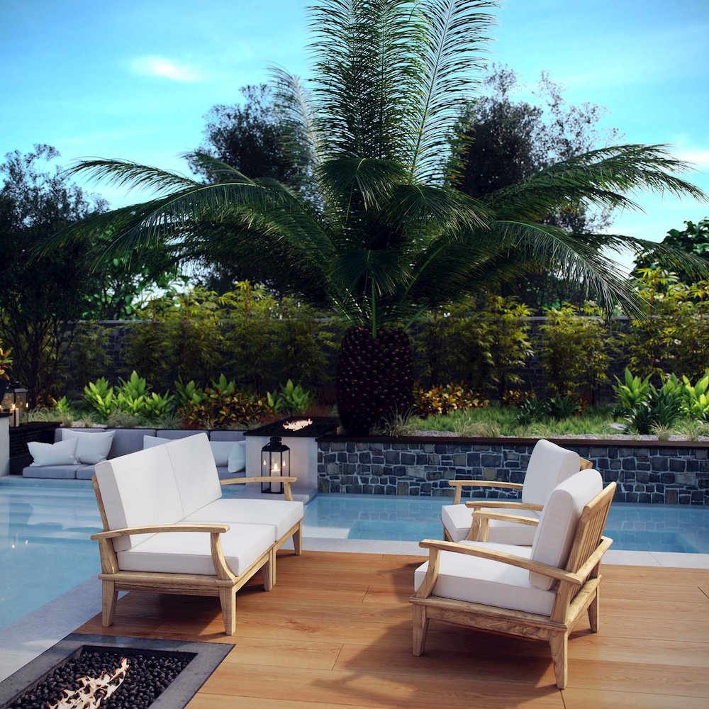Marina 4 Piece Outdoor Patio Teak Set. Picture 7