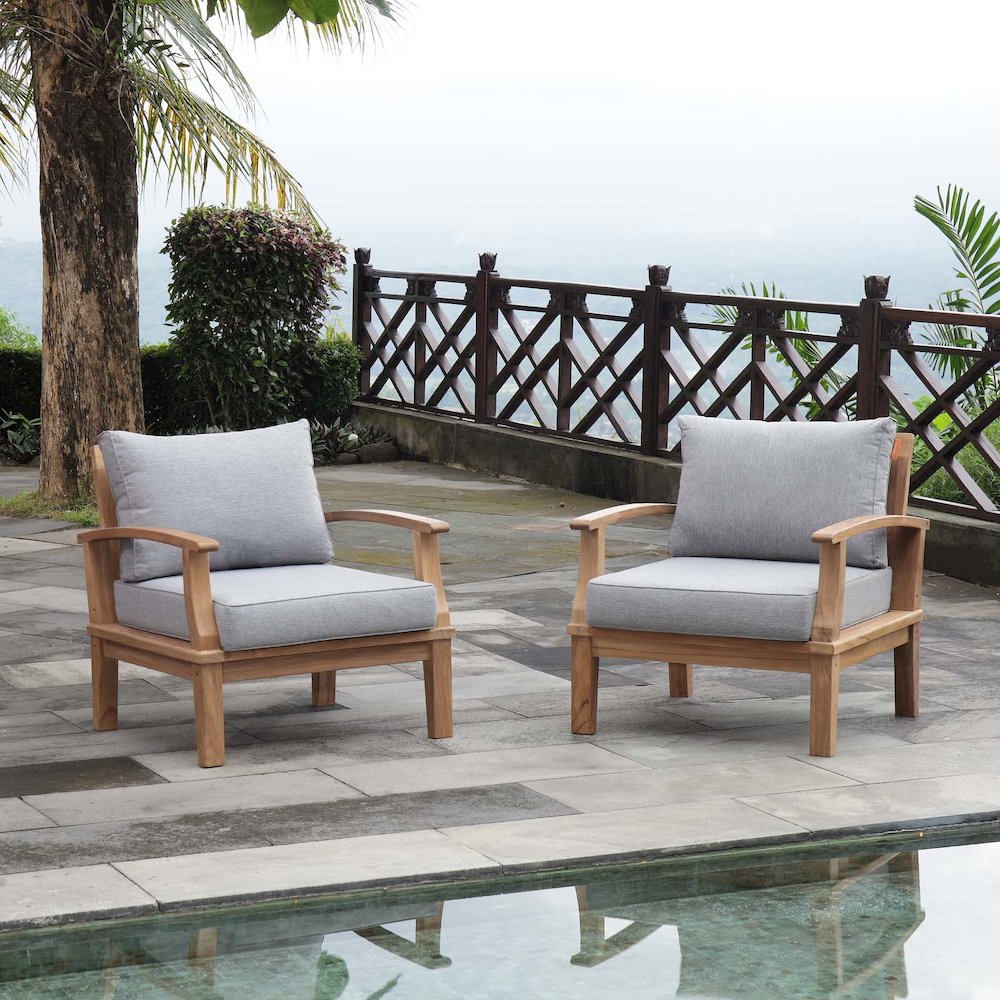 Marina 2 Piece Outdoor Patio Teak Set. Picture 4