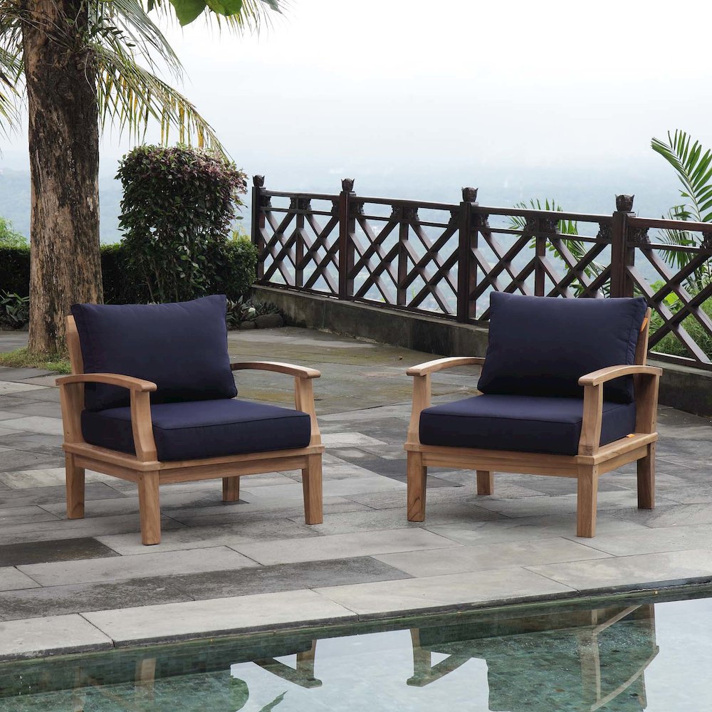 Marina 2 Piece Outdoor Patio Teak Set. Picture 4