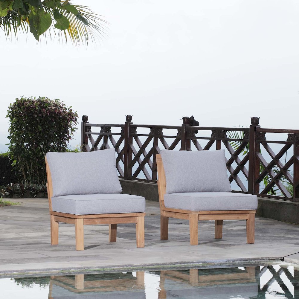 Marina 2 Piece Outdoor Patio Teak Set. Picture 4