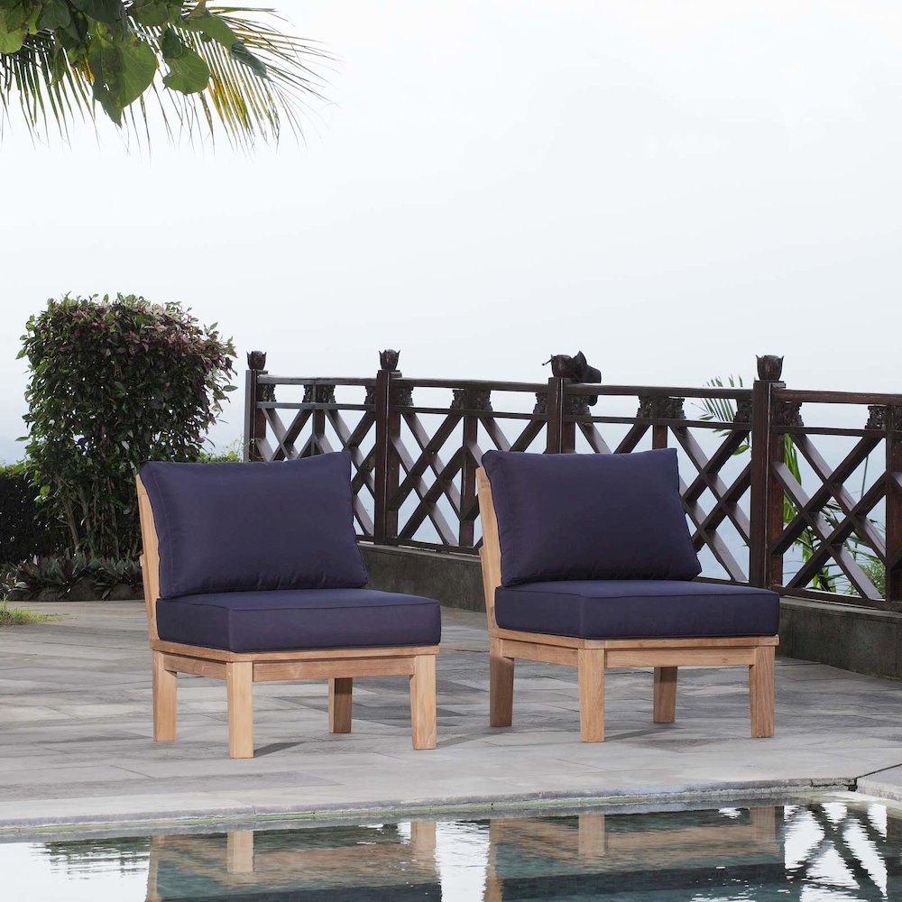 Marina 2 Piece Outdoor Patio Teak Set. Picture 4