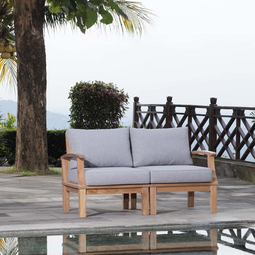 Marina 2 Piece Outdoor Patio Teak Set. Picture 6
