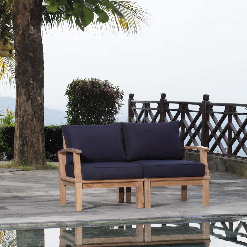 Marina 2 Piece Outdoor Patio Teak Set. Picture 6