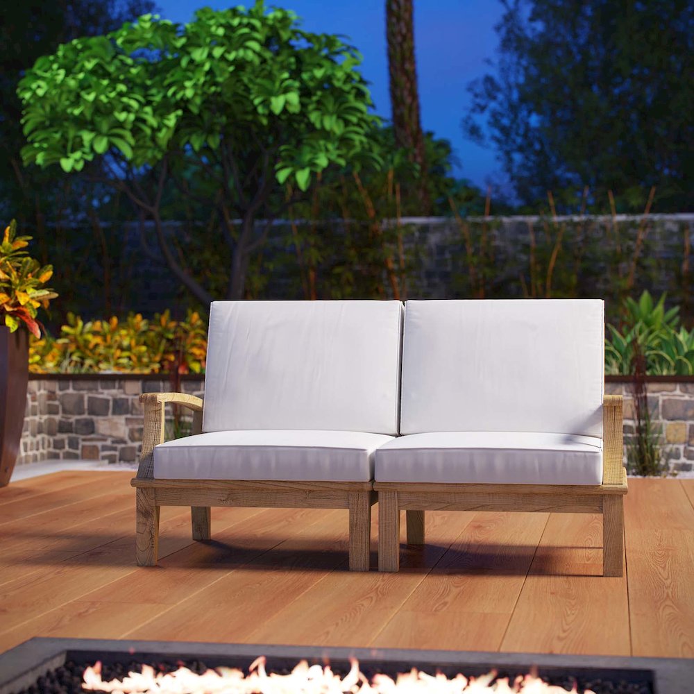 Marina 2 Piece Outdoor Patio Teak Set. Picture 6