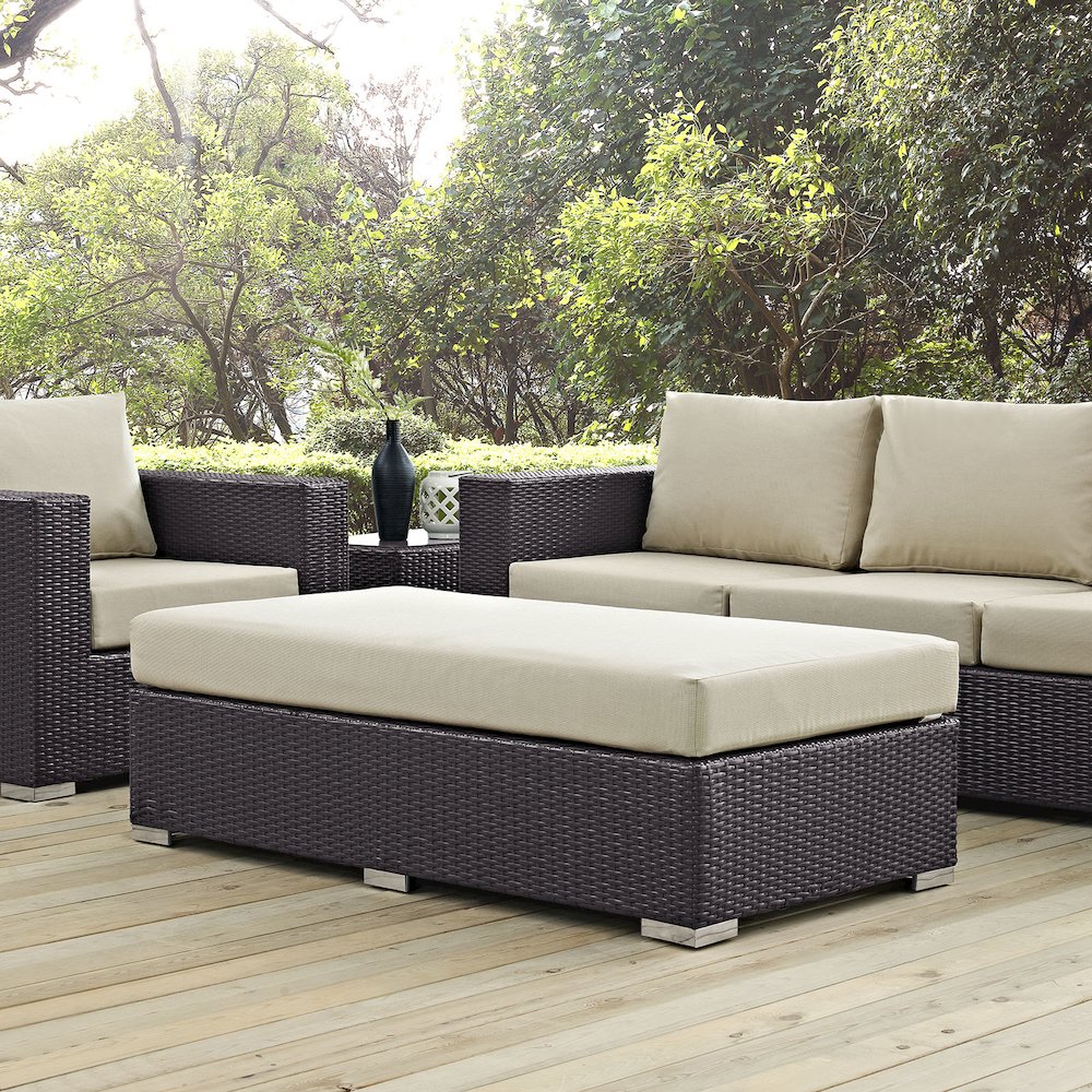 Convene Outdoor Patio Fabric Rectangle Ottoman. Picture 5