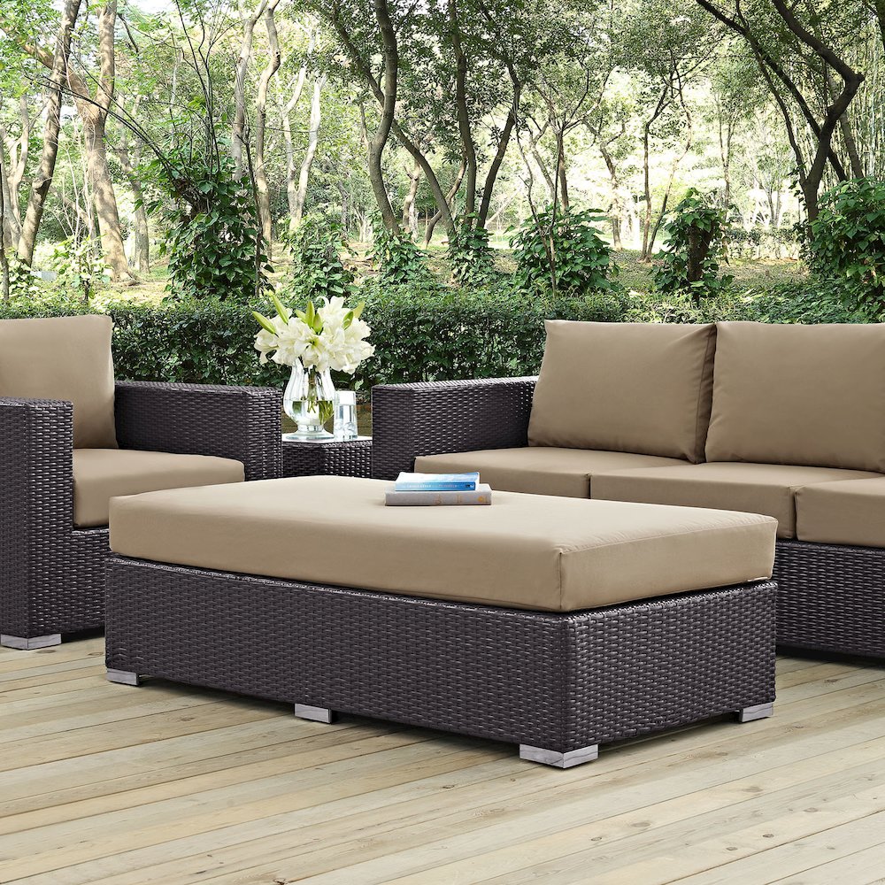 Convene Outdoor Patio Fabric Rectangle Ottoman. Picture 5