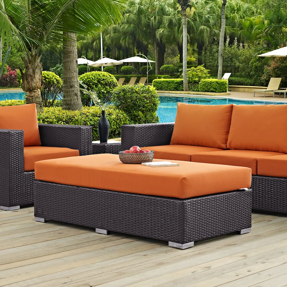Convene Outdoor Patio Fabric Rectangle Ottoman. Picture 5